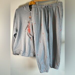 Nike Jordan Jumpman Essential Graphic Fleece Pullover Hoodie & Track Pants Sz L